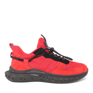 Sneakers bărbați TheZeus roșii din piele întoarsă și textil 3736BPS2848R