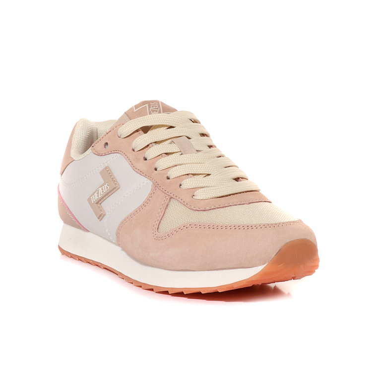 TheZeus women sneakers in beige leather and mesh  3731DPS20089VBE