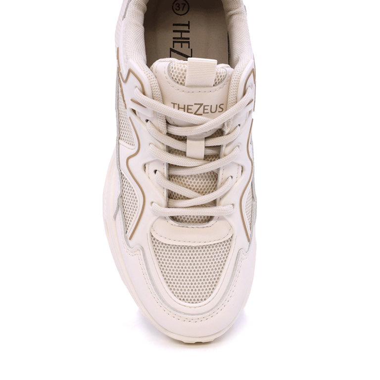 Thezeus white leather and textile sneakers for women 3737DPS2307A