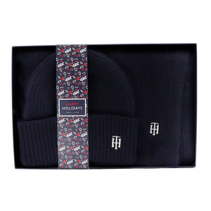 Set pentru femei căciulă și fular Tommy Hilfiger bleumarin 3422DCADOU10855BL