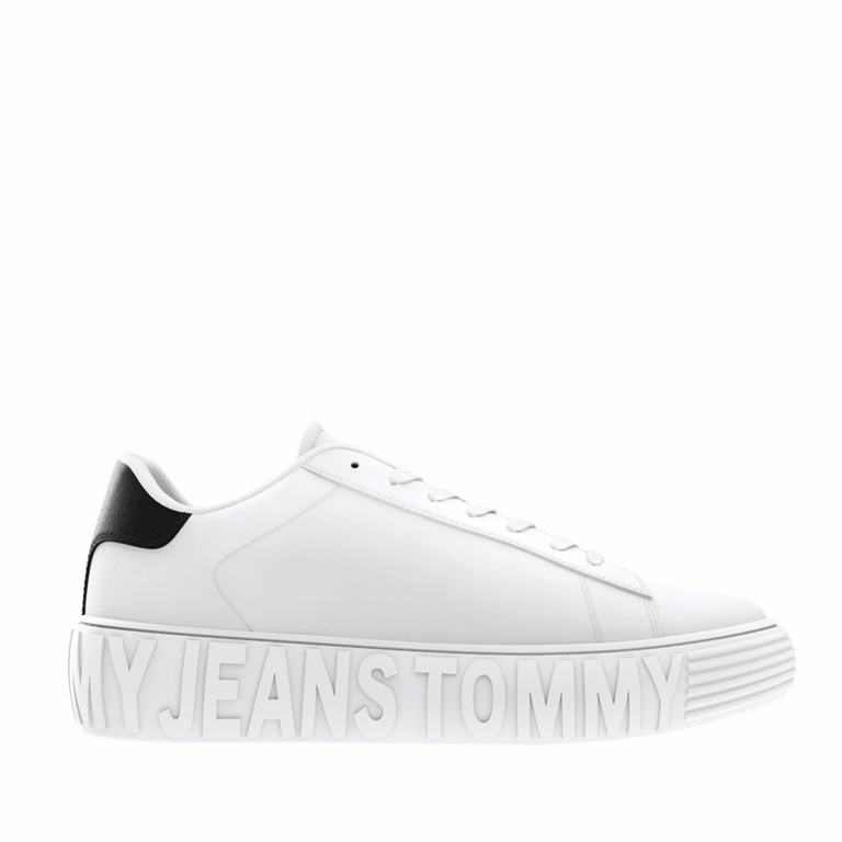 Tommy Hilfiger Men's White Leather Sneakers 3417BP1159A