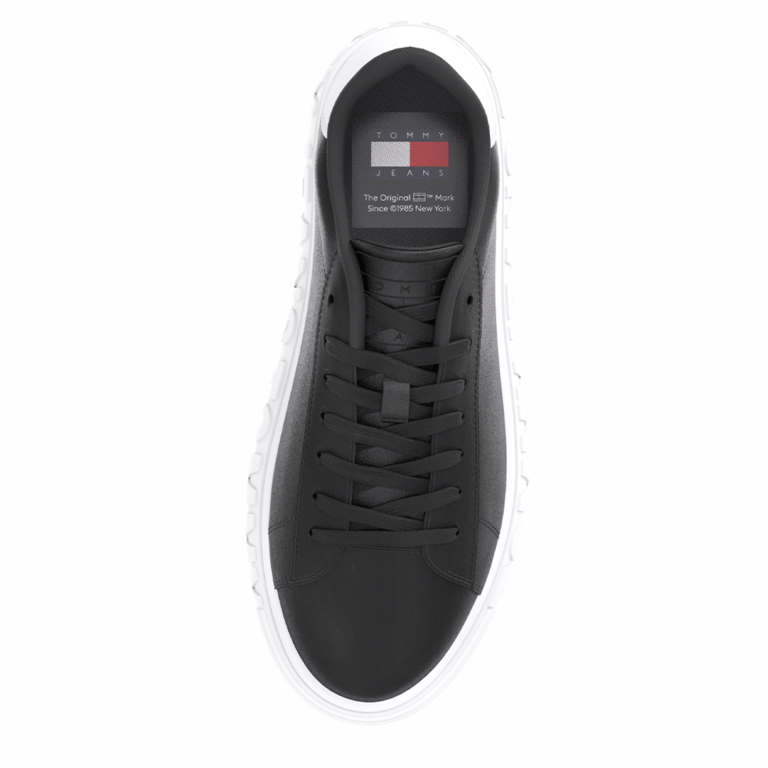 Tommy Hilfiger Men's Black Leather Sneakers 3417BP1159N