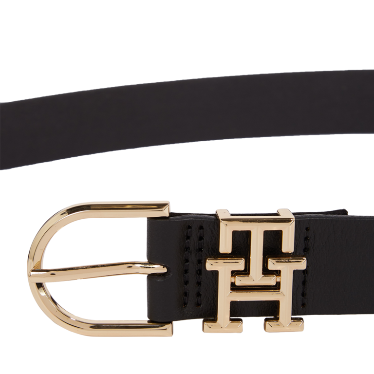 Women's Tommy Hilfiger black leather belt with logo 3426DCU14943N.