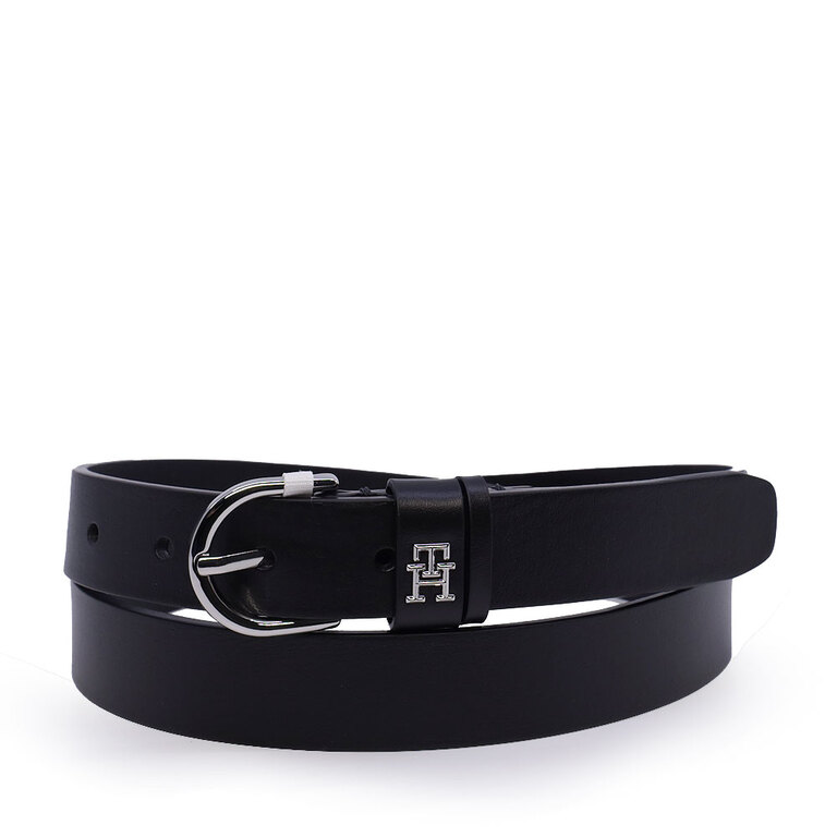 Tommy Hilfiger Women's Black Logo Leather Belt 3427DCU5766N