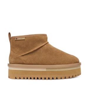 Ghete femei Tommy Hilfiger bej închis din piele întoarsă 3410DG2841VBE