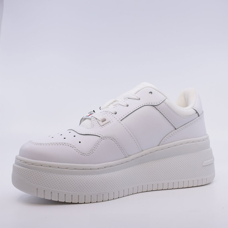 Tommy Hilfiger women's white natural leather sneakers with side logo 3417DP2506A