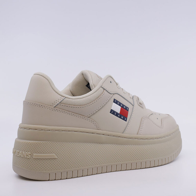 Tommy Hilfiger women's sneakers in taupe natural leather with side logo 3417DP2506TA