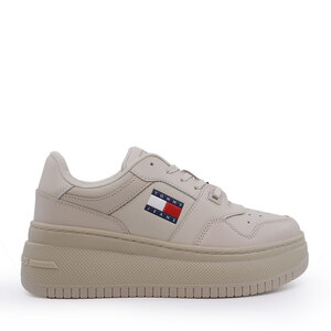 Tommy Hilfiger women's sneakers in taupe natural leather with side logo 3417DP2506TA