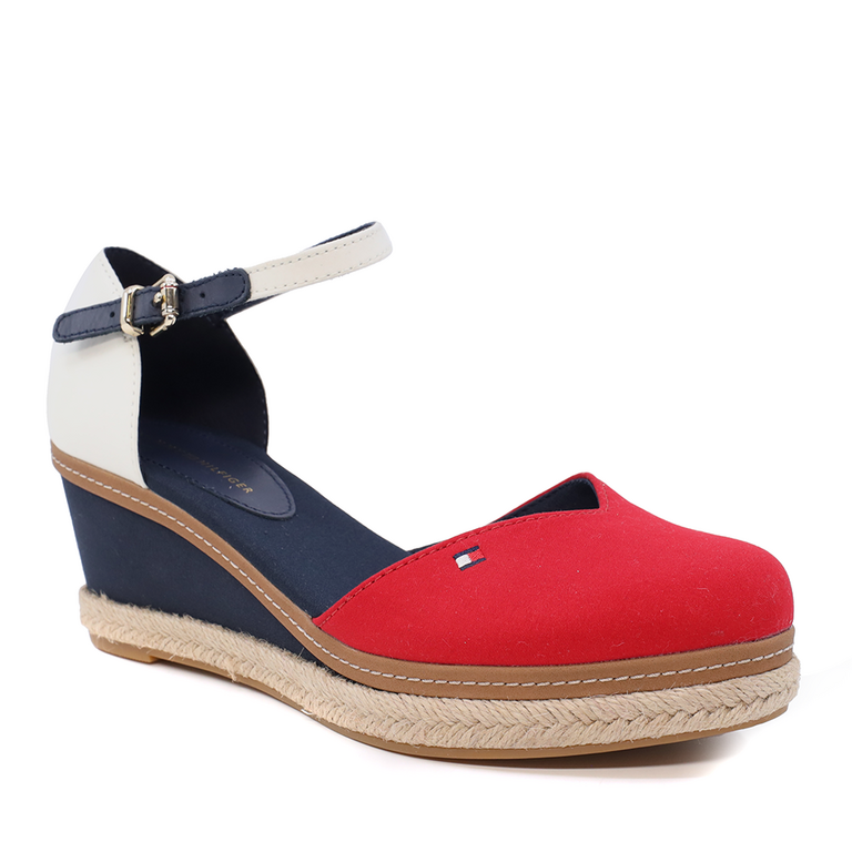 Tommy Hilfiger women wedge sandals in icon colours genuine leather and fabric 3415DS4787TH