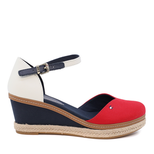Tommy Hilfiger women wedge sandals in icon colours genuine leather and fabric 3415DS4787TH