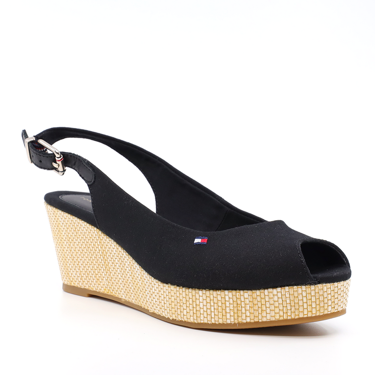 Tommy Hilfiger women wedge sandals in black fabric 3415DS4788N