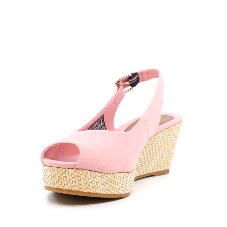 Tommy Hilfiger women wedge sandals in pink fabric 3415DS4788RO