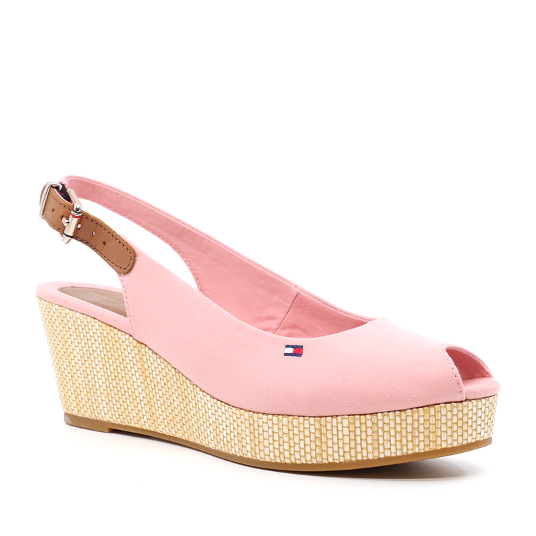 Tommy Hilfiger women wedge sandals in pink fabric 3415DS4788RO
