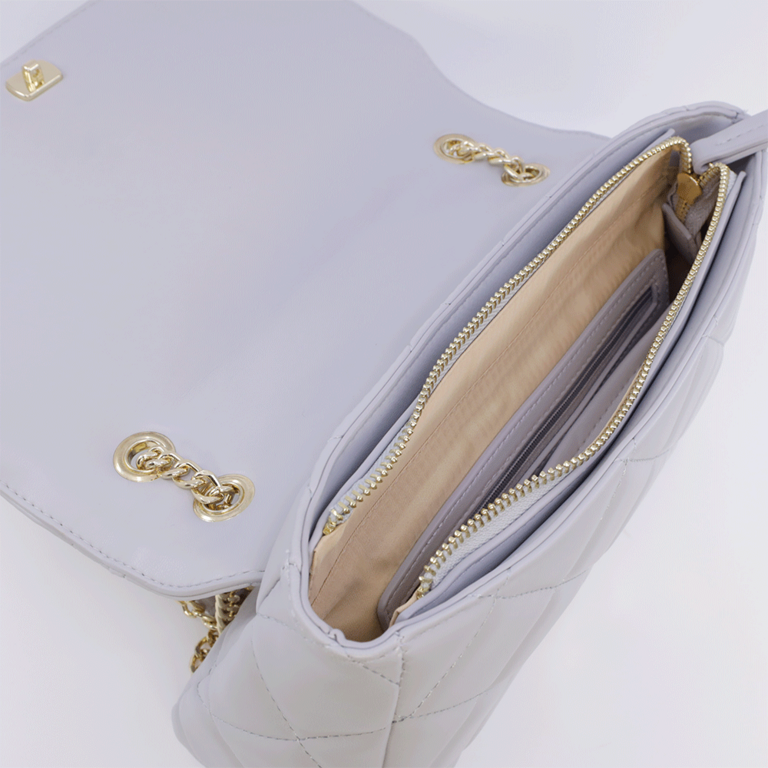 Valentino gray quilted look women's satchel purse 1957POSS3KK02RGR