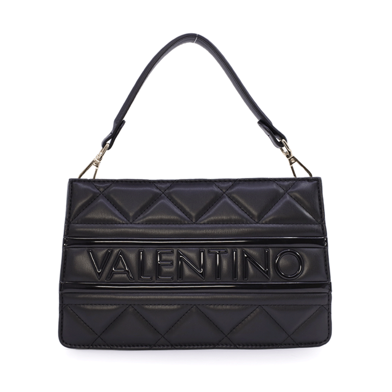 Valentino black quilted look women's satchel purse 1957POSS51O10N
