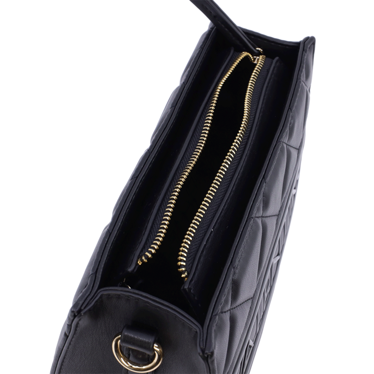 Poșetă satchel femei Valentino neagra cu aspect matlasat 1957POSS51O10N