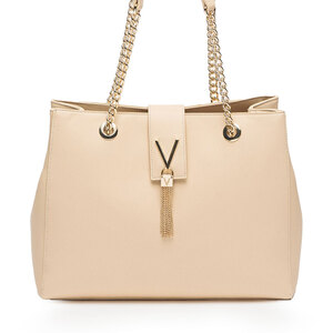 Valentino Divina beige metallic logo tote bag for women 1957POSS1IJ05BE