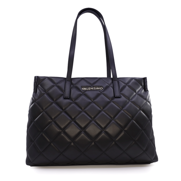 Valentino Black Quilted Look Women's Tote Purse 1957POSS3KK10RN