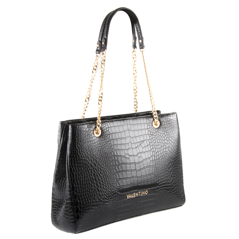 Valentino Women's Tote Bag in black croco print faux leather 1950POSS4K201CN