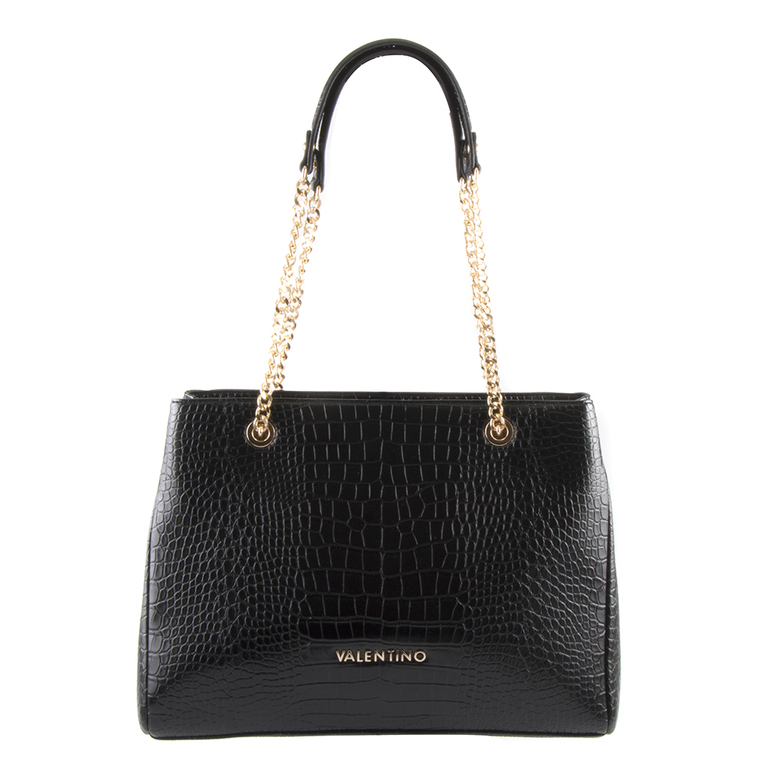Valentino Women's Tote Bag in black croco print faux leather 1950POSS4K201CN