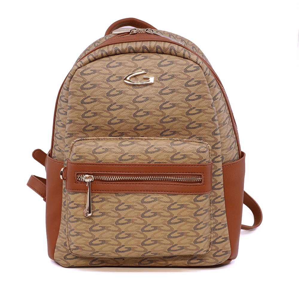 Rucsac femei Guardiani Heritage maro cu logo print 811RUCSGBK001CA