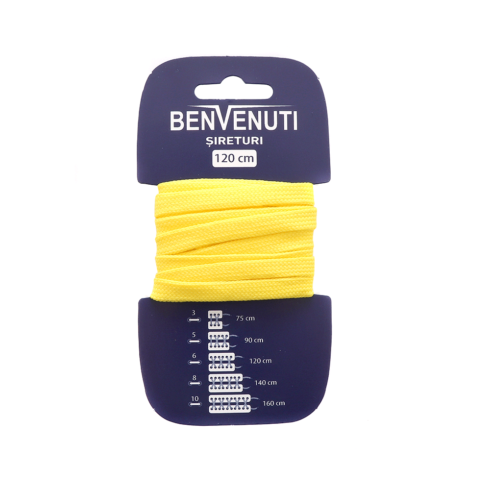 Șiret plat Benvenuti galben sintetic 97si120pnsg