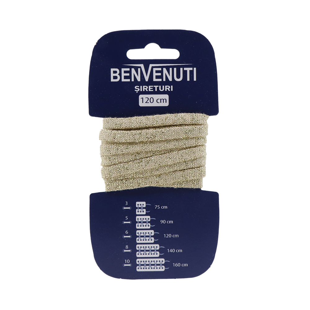 Șiret plat necerat Benvenuti auriu 97si120pnblau