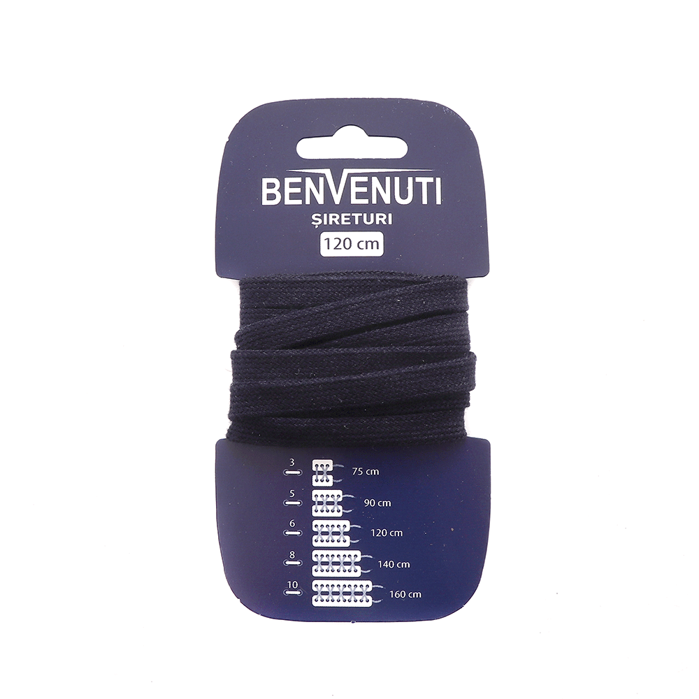 Șiret plat necerat Benvenuti bleumarin din bumbac 97si120pnbbl