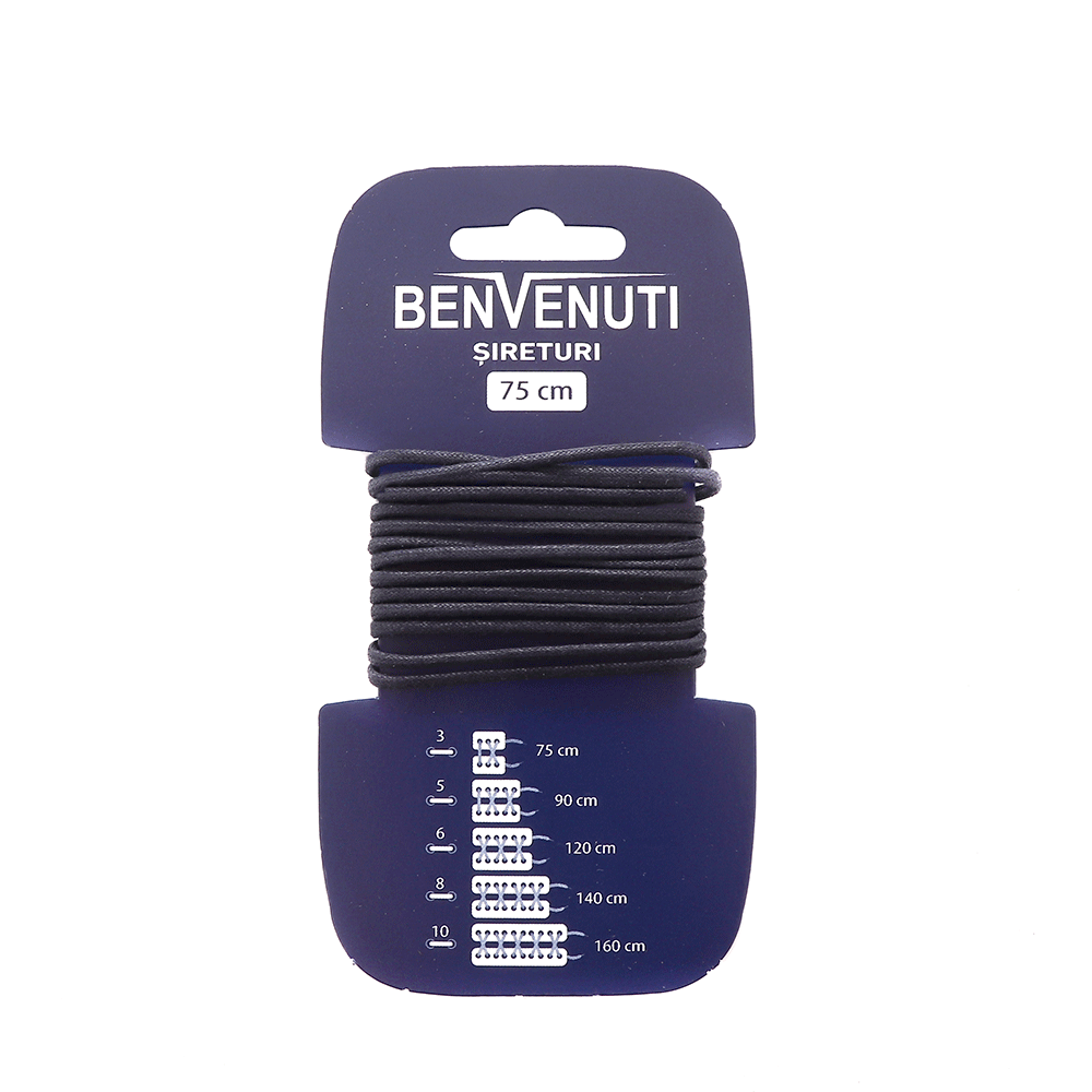 Șiret rotund cerat subțire Benvenuti bleumarin din bumbac 97si75rcbbl