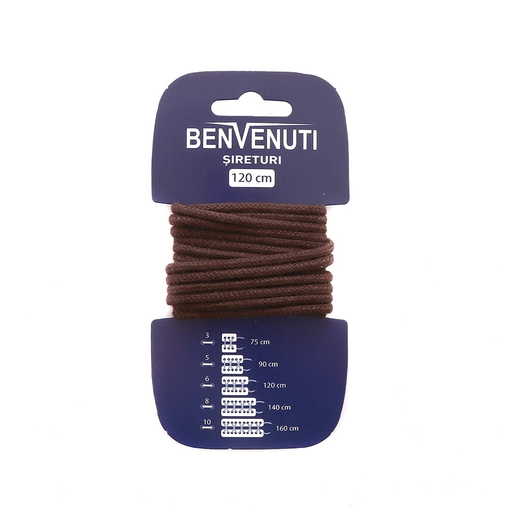 Șiret rotund mediu Benvenuti maro din bumbac 97si120rnbm