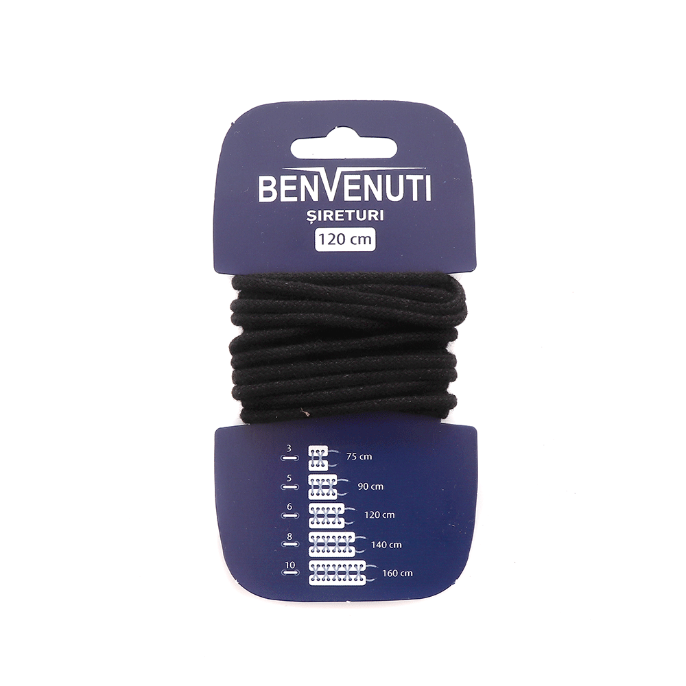 Șiret rotund mediu Benvenuti negru din bumbac 97si120rnbn