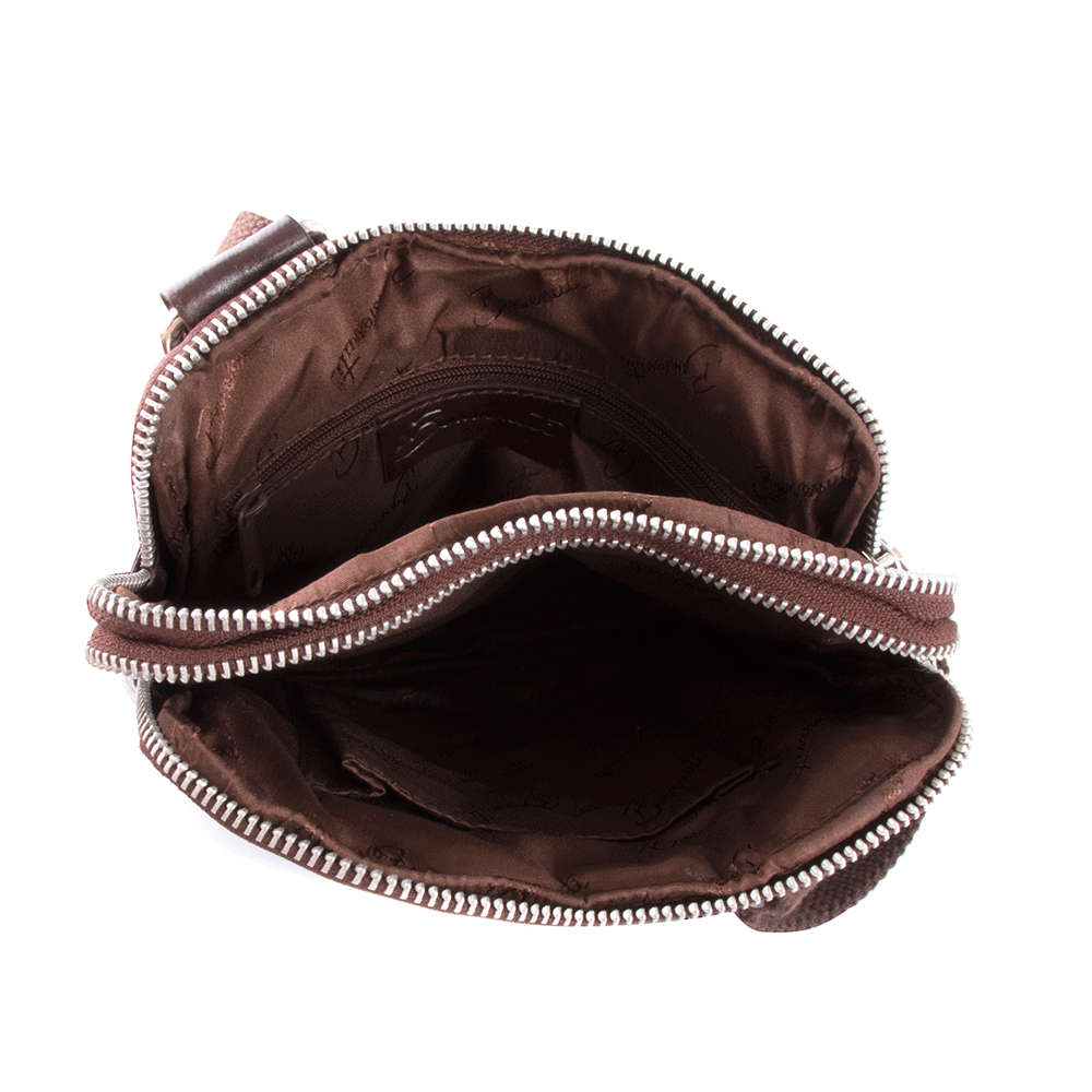 Geantă crossbody bărbați Benvenuti maro închis din piele 263bgea5764tdm