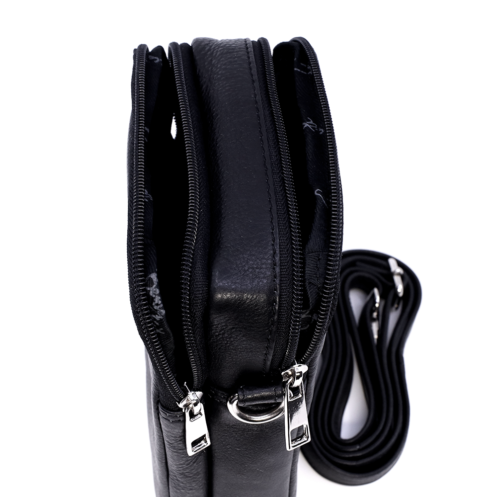 Geantă crossbody bărbați Benvenuti neagră din piele 263BGEA6409N