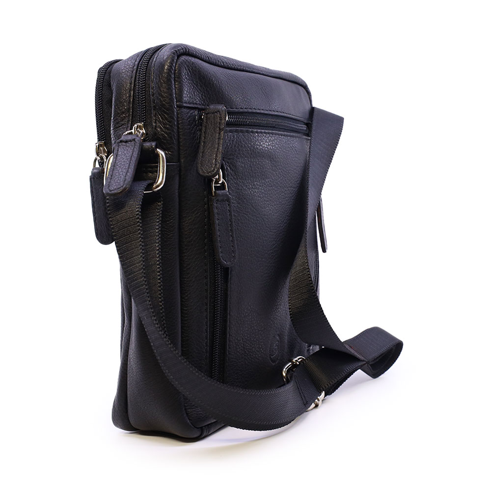 Geantă crossbody bărbați Benvenuti neagră din piele 263BGEA6533N - 1 | YEO