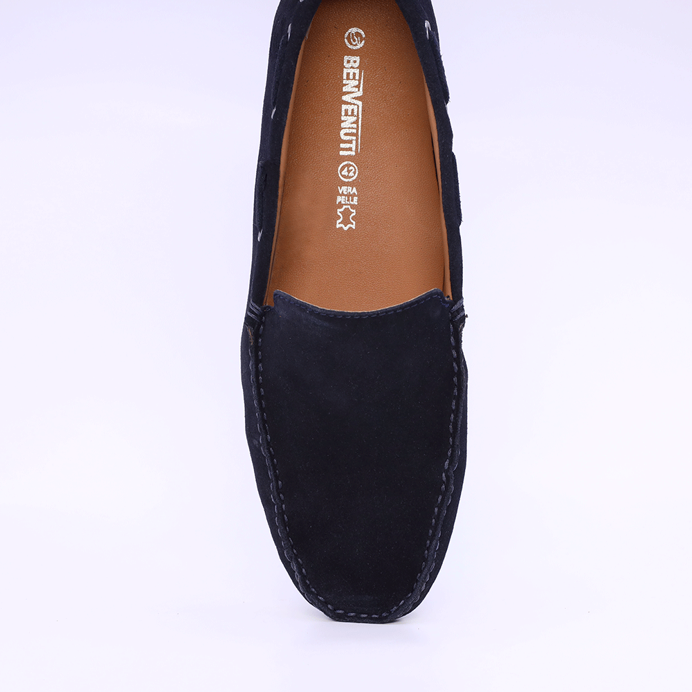 Benvenuti men's navy blue suede loafers 2109BM7617VBL