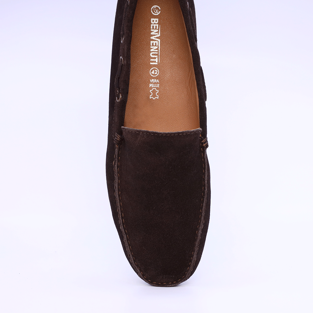 Benvenuti men's brown suede loafers 909BM7617VM