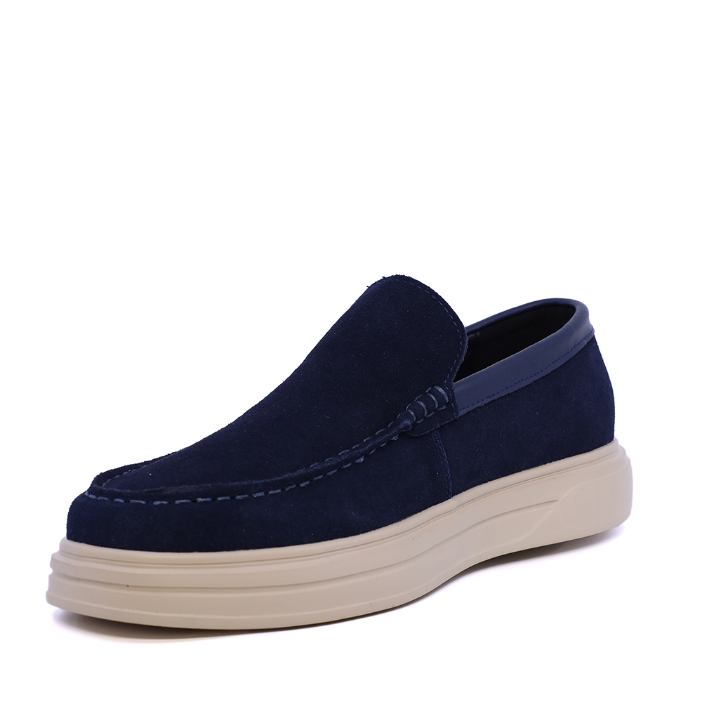 Benvenuti men's navy blue suede lightweight loafers 3859BM639VBL