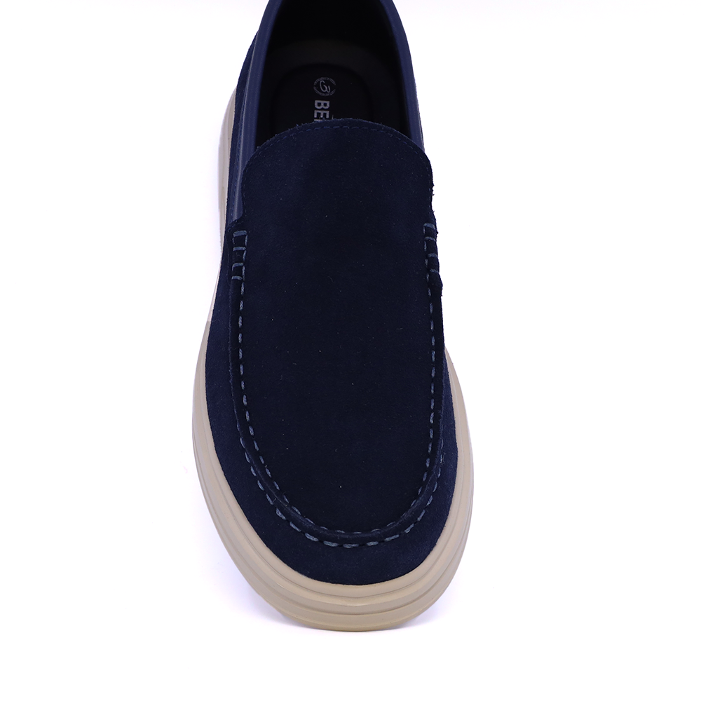 Benvenuti men's navy blue suede lightweight loafers 3859BM639VBL