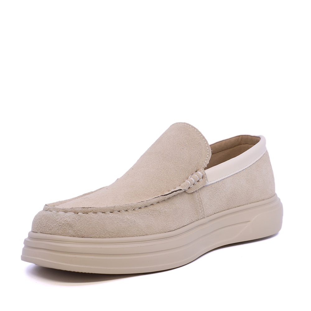 Benvenuti men's light beige suede loafers 3859BM639VBE