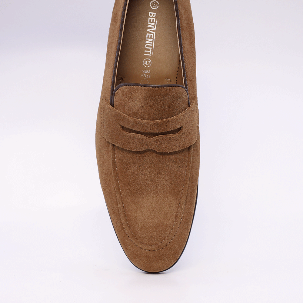Pantofi loafers bărbați Benvenuti cognac din piele întoarsă  2169BM8100VCO