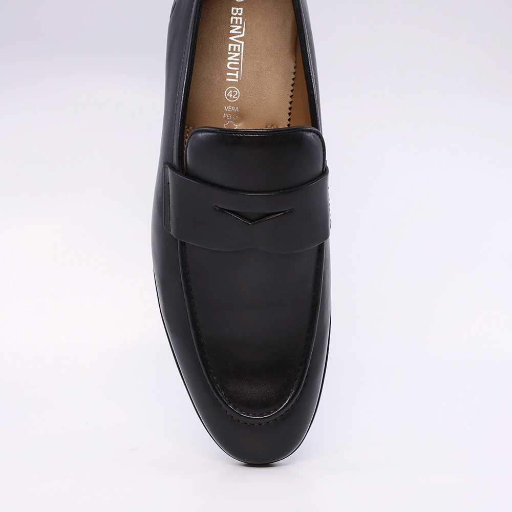 Pantofi loafers bărbați Benvenuti negri din piele 2169BM6300N