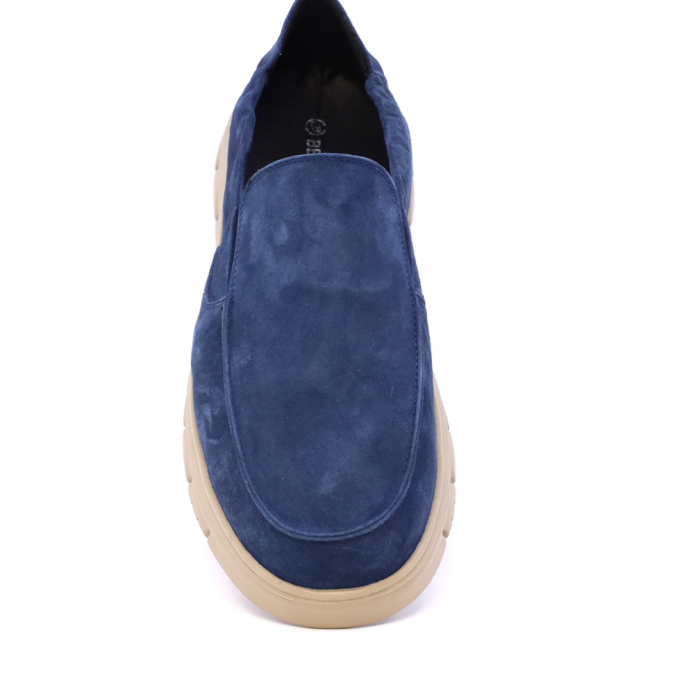 Pantofi tip mocasin bărbați Benvenuti bleumarin din piele întoarsă  3851BM809VBL