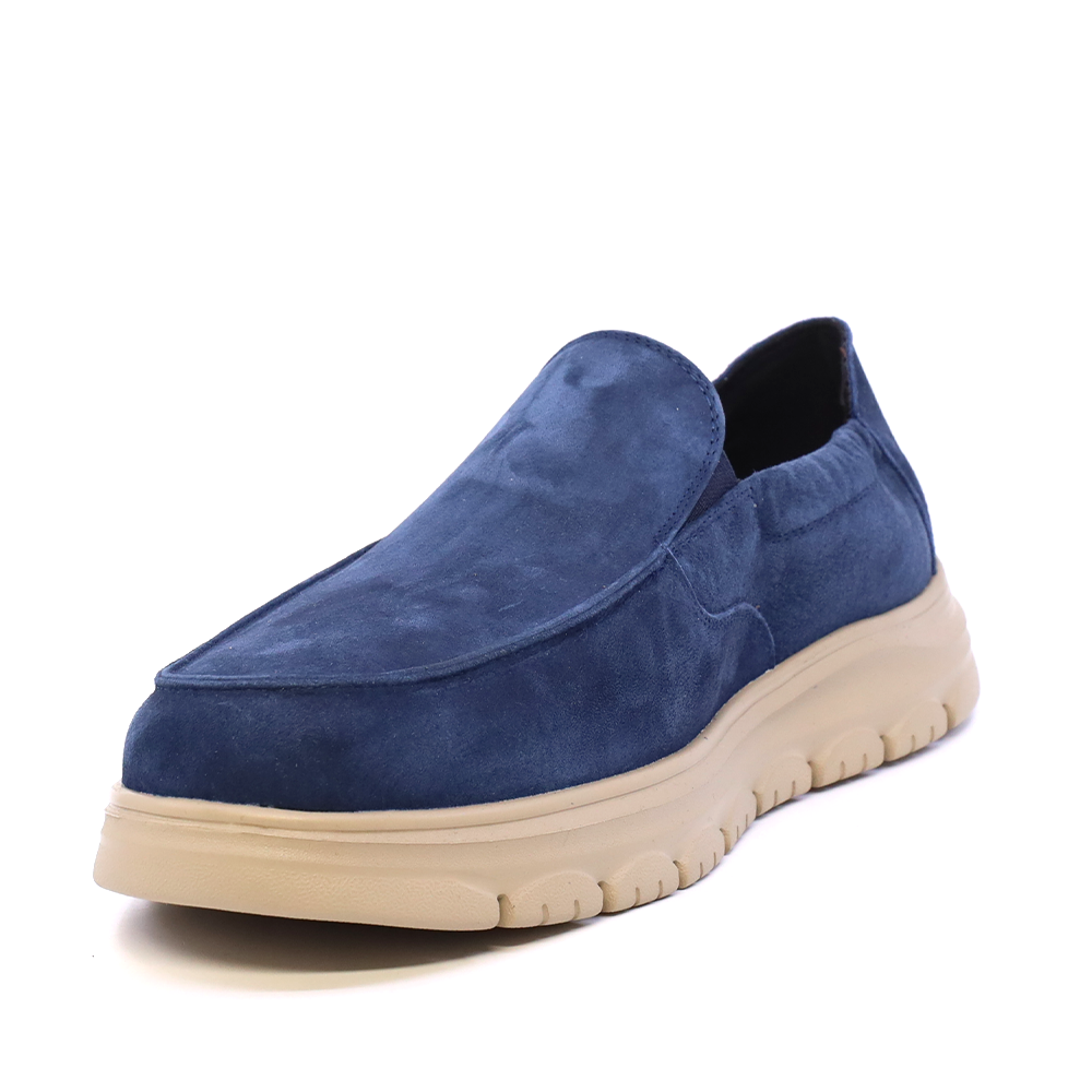 Pantofi tip mocasin bărbați Benvenuti bleumarin din piele întoarsă  3851BM809VBL