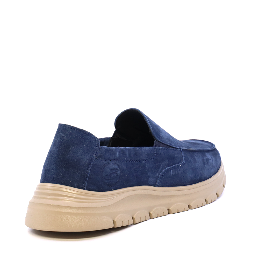 Pantofi tip mocasin bărbați Benvenuti bleumarin din piele întoarsă  3851BM809VBL