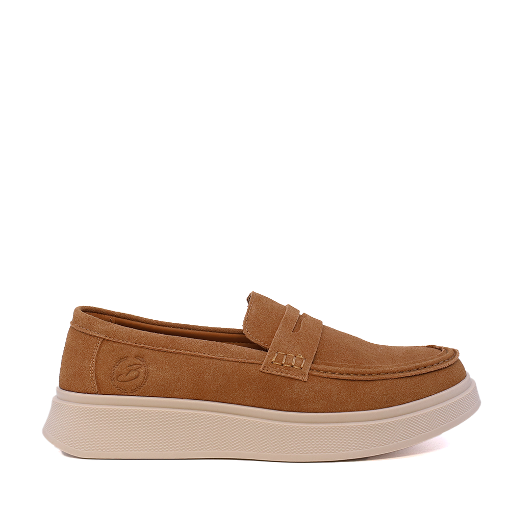Pantofi tip mocasin bărbați Benvenuti camel din piele întoarsă  1531BM0524VCA