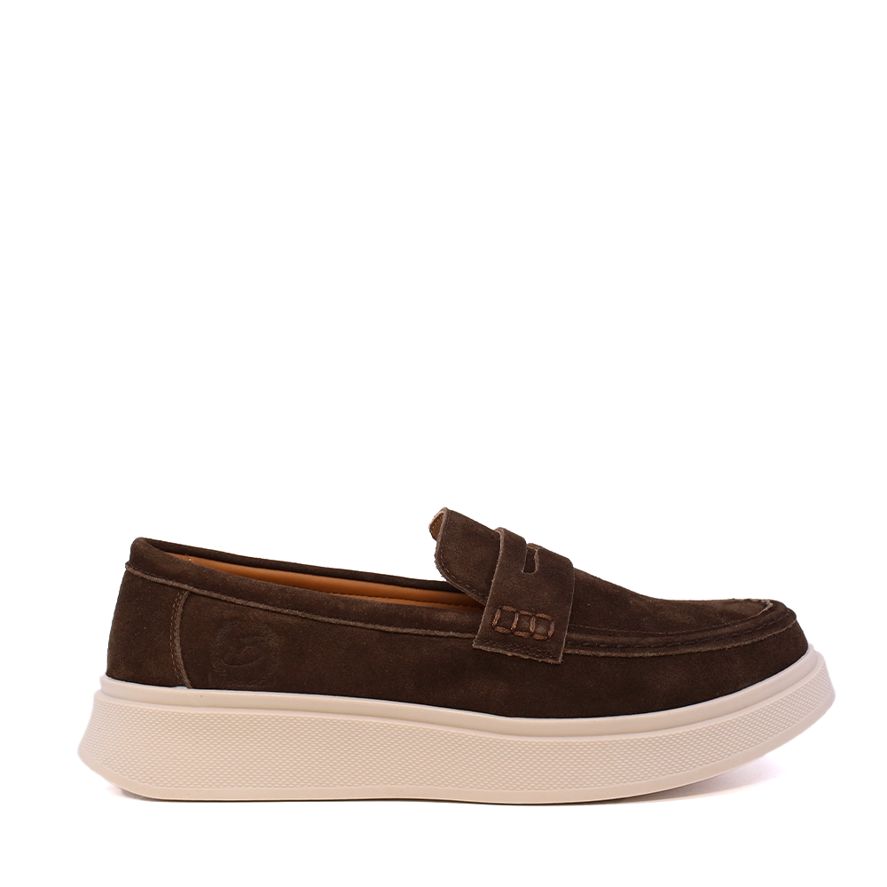 Pantofi tip mocasin bărbați Benvenuti maro din piele întoarsă  1531BM0524VTDM