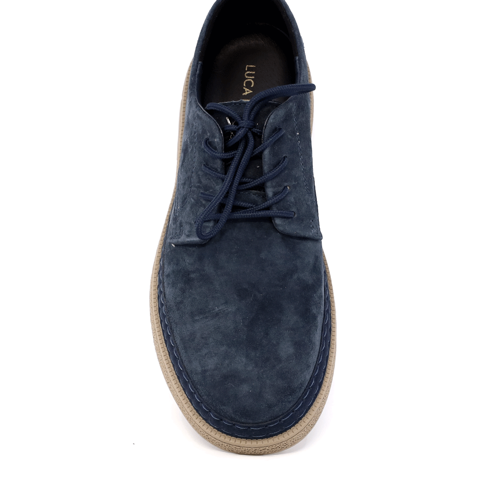 Pantofi derby bărbați Benvenuti bleumarin din piele întoarsă 1321BP1100VBL
