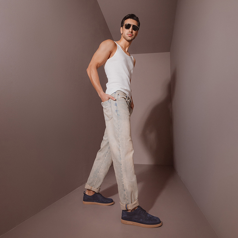 Pantofi derby bărbați Benvenuti bleumarin din piele întoarsă 1321BP1100VBL - imagine 2