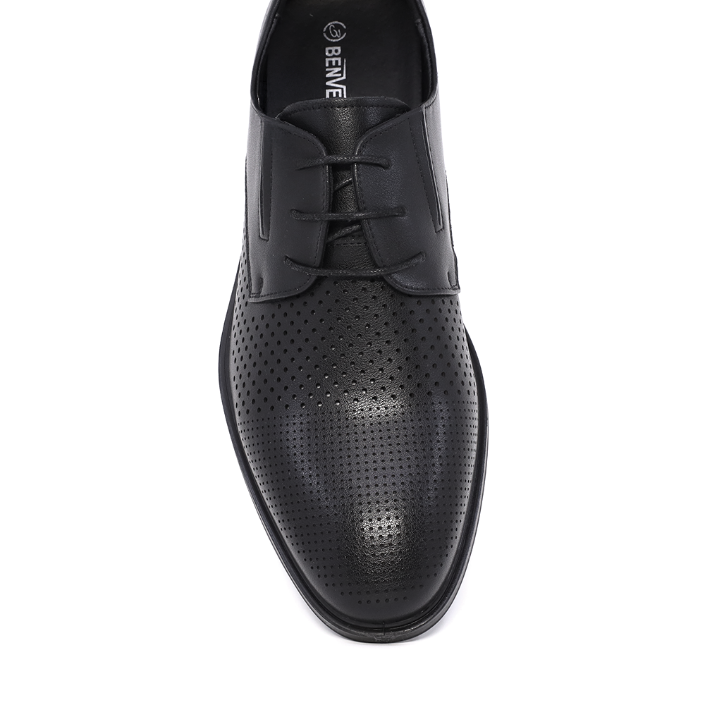 Pantofi derby bărbați Benvenuti negri din piele cu perforații 3859BPF437N