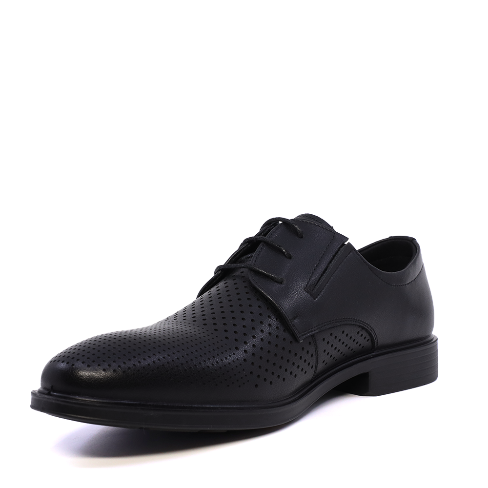 Pantofi derby bărbați Benvenuti negri din piele cu perforații 3859BPF437N